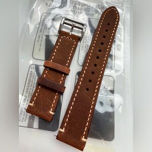 Genuine leather watch strap band brown matte finish 20mm